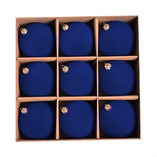 CNANRNANC 10CM 9PCS Weihnachtskugeln Samt Samtstoff dekorative Kugeln Fenster hängende Weihnachtskugeln(Blau) von CNANRNANC