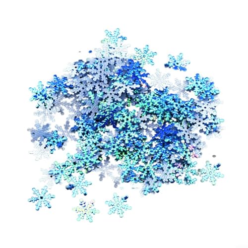 CNANRNANC 15 mm große Weihnachtsschneeflocken, Vlies-Schneeflocken und Konfetti, Weihnachtsdekorationszubehör(1,5 cm Blau AB) von CNANRNANC