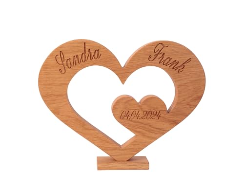 MACOBI - Holz Herz mit Gravur - Hochzeitgeschenk - Geschenk zur Hochzeit, Jahrestag, Valentinstag oder Geburtstag von CNC_Werkstatt