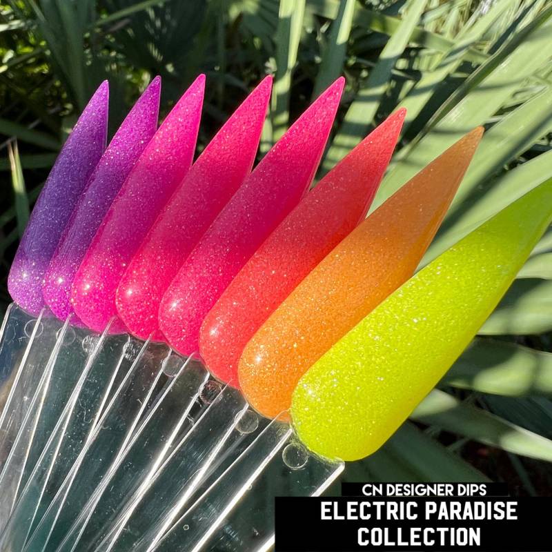 Electric Paradise Collection - Dip-Pulver, Dip-Pulver Für Nägel, Nagel-Dip, Dip-Nagel, Dip-Nagelpulver, Neon-Dip-Pulver, Schimmer von CNDesignerDips