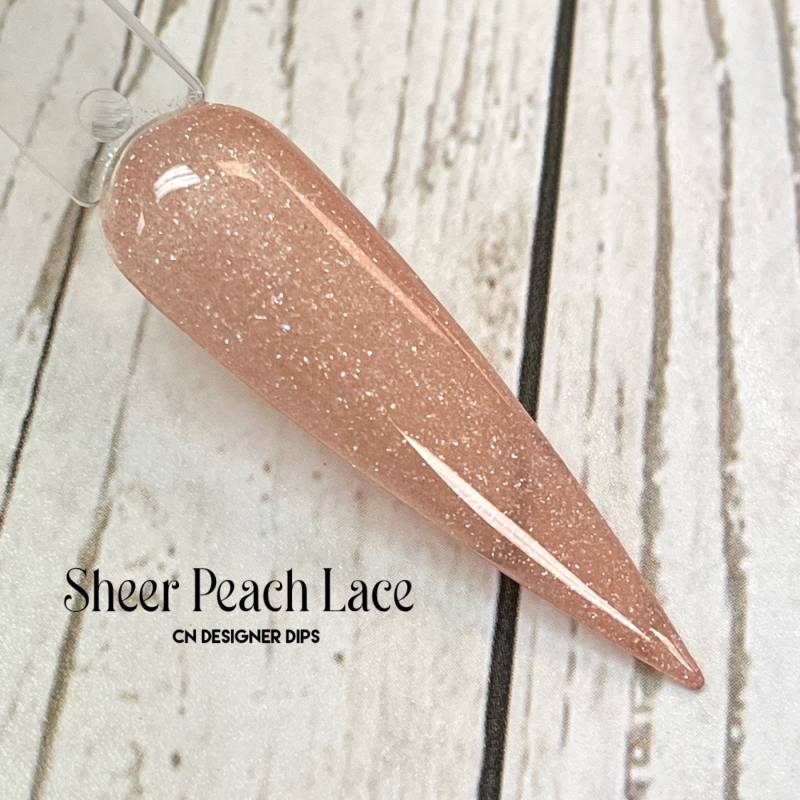 Sheer Peach Lace - Tauchpuder, Tauchpulver Für Nägel, Nageltauchpulver, Nagelbad, Tauchpulver, Tauchnagelpulver, Acrylpulver, Dips, Schimmer von CNDesignerDips