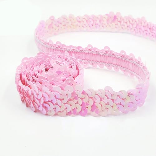 CNFQ 10 yards Elastisches glänzendes Paillettenband Applikation für Hochzeit Kostüm Brautschmuck PVC (Rosa) von CNFQ