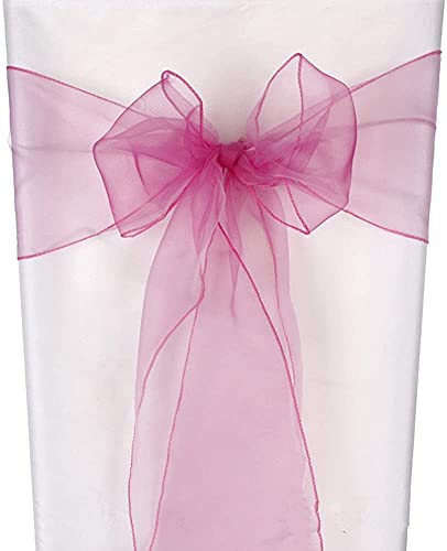 CNFQ Stuhlschleifen, Organza, für Taufe, Party, Deko, Hochzeit, Rot, Rosa, 50 Stück von CNFQ