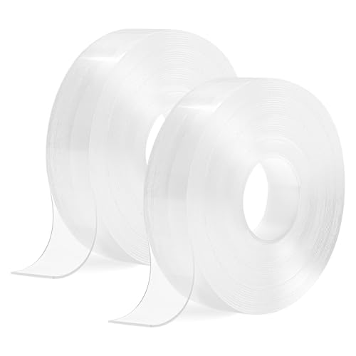 CNMTCCO 10m Doppelseitiges Klebeband Extra Stark Transparent, 2Rollen Double Sided Tape, Abnehmbar Spurlos Klebeband Doppelseitig Dünn für Teppich, Foto Wand, Küche, Zuhause, Auto oder Outdoor (2pack) von CNMTCCO