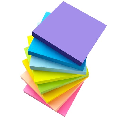 CNMTCCO 800pcs selbstklebende Haftnotizen,Self-Adhesive Sticky Notes 76 x 76 mm 8 Farben von Haftnotizen Klebezettel,Geeignet für Schulen, für büro,Häuser und verschiedene Geschäftsplätze von CNMTCCO