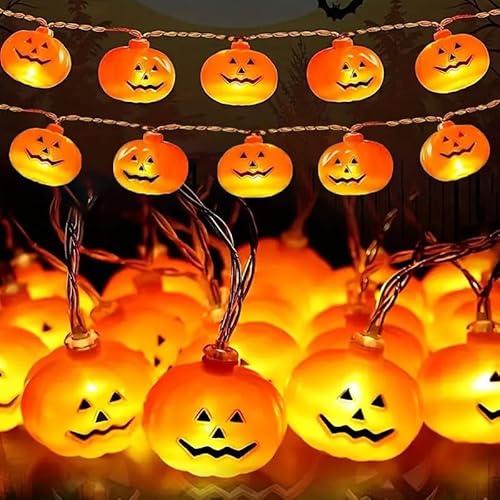 CNMTCCO Halloween Deko Lichterkette, 3M 20LED Orange Pumpkin Lichter mit Batteriebetrieben 3D Kürbis Beleuchtung Halloween Deko Lichterkette für Garten Party Innen Außen von CNMTCCO