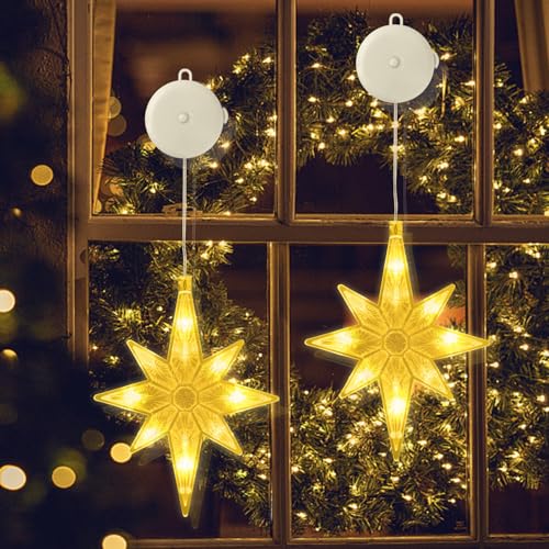 CNMTCCO LED weihnachtsstern leuchten, weihnachtsstern fenster, lichterkette sterne, saugnäpfe, sternförmige fensterleuchten für innen und außen, hochzeits- und weihnachtsdekoration von CNMTCCO