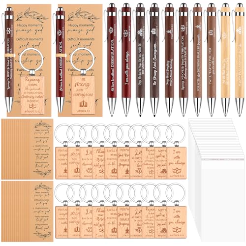 30-teiliges Set mit christlichen Geschenken, Bibelvers aus Bambusstift, religiöser Holz-Schlüsselanhänger, inspirierende Schrift, Karten, Großpackung mit transparenten Taschen und Kraftbändern, für von CNSJ