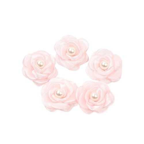 CNYUON Boutonniere 10 Stück Ansteckblumen, künstliche Blumen, Kopf mit Perlen, Chiffon-Stoff, Haarnadel, Ansteckblume, Hochzeitskleid, Bekleidungsherstellung, Zubehör Für Hochzeit Blazer(Pink) von CNYUON