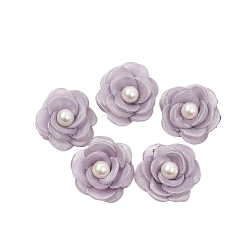 CNYUON Boutonniere 10 Stück Ansteckblumen, künstliche Blumen, Kopf mit Perlen, Chiffon-Stoff, Haarnadel, Ansteckblume, Hochzeitskleid, Bekleidungsherstellung, Zubehör Für Hochzeit Blazer(Purple) von CNYUON