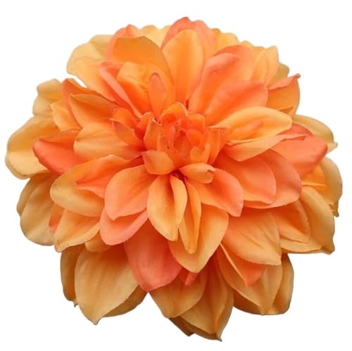 CNYUON Boutonniere 5 Stück 15 cm großer künstlicher Seiden-Corsage-Kopfschmuck, Chrysanthemen-Blumen, handgefertigt, Heimdekoration, Kopfschmuck Für Hochzeit Blazer(Orange) von CNYUON