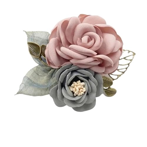 CNYUON Boutonniere 5 Stücke Frau Broschen Rose Brosche Stoff Blume Corsage Schal Knopf Pullover Mantel Temperament Pin Zubehör Für Hochzeit Blazer(Light Pink) von CNYUON