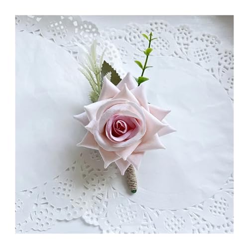 CNYUON Boutonniere 6 Stück Boutonniere Corsage Hochzeit Party Zubehör Brosche Blumen Rosen Künstliche Knopfloch Männer Hochzeit Trauzeugen Für Hochzeit Blazer(Pink) von CNYUON