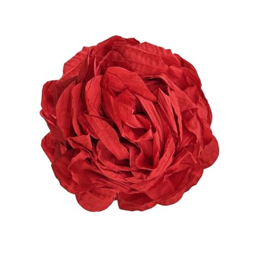 CNYUON Boutonniere 6 Stück mehrschichtige Rosen-Blumen-Brosche, 16 cm, Stoff-Corsage, Damen-Hochzeitsshooting, Mantelnadel Für Hochzeit Blazer(Red) von CNYUON