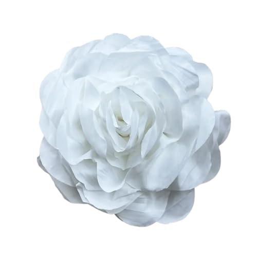 CNYUON Boutonniere 6 Stück mehrschichtige Rosen-Blumen-Brosche, 16 cm, Stoff-Corsage, Damen-Hochzeitsshooting, Mantelnadel Für Hochzeit Blazer(White) von CNYUON