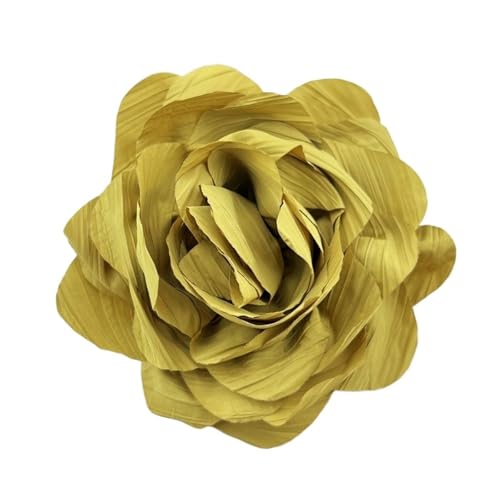 CNYUON Boutonniere 6 Stück mehrschichtige Rosen-Blumen-Brosche, 16 cm, Stoff-Corsage, Damen-Hochzeitsshooting, Mantelnadel Für Hochzeit Blazer(Yellow) von CNYUON