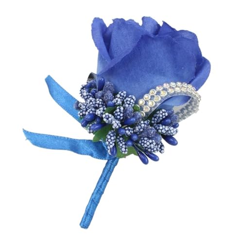 CNYUON Boutonniere 8 Stück Damen Herren Broschen Seidenrosen Blumen Damen Bräutigam Trauzeugen Knopflochblumen for Party Hochzeit Dekor Zubehör Für Hochzeit Blazer(Blue) von CNYUON