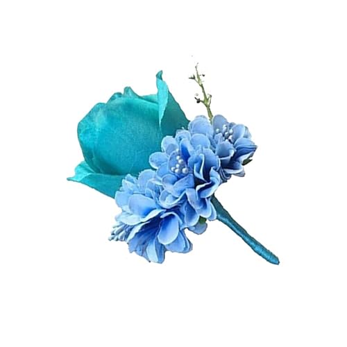 CNYUON Boutonniere 8 Stück Künstliche Seide Rose Corsage Pin Knopfloch Trauzeugen Boutonniere for Männer Hochzeit Dekor Ehe Zubehör Für Hochzeit Blazer(Blue) von CNYUON