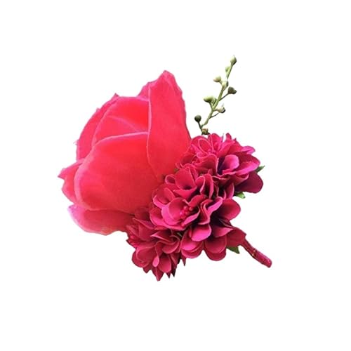 CNYUON Boutonniere 8 Stück Künstliche Seide Rose Corsage Pin Knopfloch Trauzeugen Boutonniere for Männer Hochzeit Dekor Ehe Zubehör Für Hochzeit Blazer(Pink red) von CNYUON