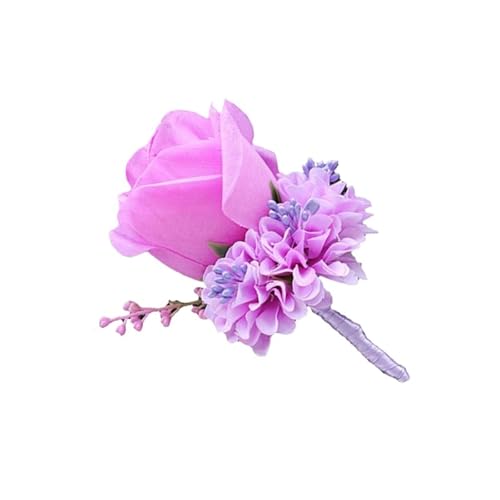 CNYUON Boutonniere 8 Stück Künstliche Seide Rose Corsage Pin Knopfloch Trauzeugen Boutonniere for Männer Hochzeit Dekor Ehe Zubehör Für Hochzeit Blazer(Purple) von CNYUON