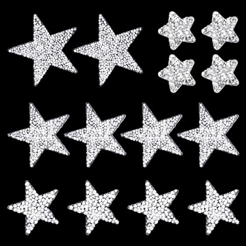 14 Stück Sternaufkleber, Sternaufkleber Zum Aufbügeln, Silberne Glitzeretiketten, Selbstklebende Stern-Aufbügelflicken, Aufbügelflicken Für Kleidung, Rucksäcke von COACOM