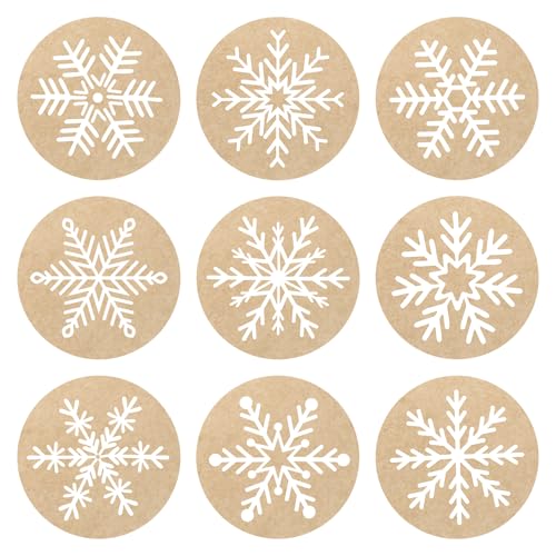 Schneeflocken Aufkleber Weihnachten, 108 Stück Kraftpapier Weihnachtsaufkleber, Selbstklebende Weihnachtsetiketten, Weihnachtsgeschenke Sticker Etiketten für Geschenkverpackung, Weihnachtsdekoration von COCHIE