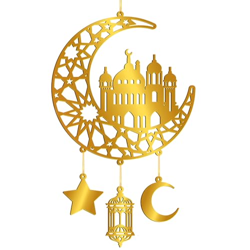 COCHIE Ramadan Dekoration Mond Acryl Eid Mubarak Ramadan Kareem Dekorationen Eid Wandschilder für die Haustür Stern Hängende Ornamente Kunsthandwerk für Muslim Islam von COCHIE