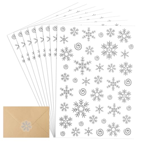 Weihnachtsaufkleber Schneeflocke Aufkleber, Weihnachtssticker Schneeflocke Etiketten, Selbstklebend Anhänger Aufkleber, Frohe Weihnachten Geschenkaufkleber Klebeetiketten Weihnachtsdeko (Silber) von COCHIE