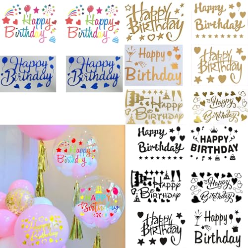 Alles Gute Zum Geburtstag Luftballon Aufkleber Happy Birthday Luftballon Aufkleber Stickers Kit, Geburtstag Ballon Brief Pasters Zubehör für DIY Geburtstag Party Aufkleber (16 Stück) von COCPZ&ZL