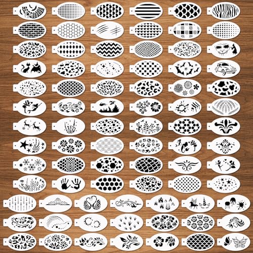 81 Pcs Face Painting Stencils 7.6x14cm, Körper Gesichtsmalerei Schablonen, wiederverwendbare Blumen Meerjungfrau Schuppen Leopard Risse Klaue Schablonen Make-up Schablonen für Urlaub Halloween Party von CODOHI