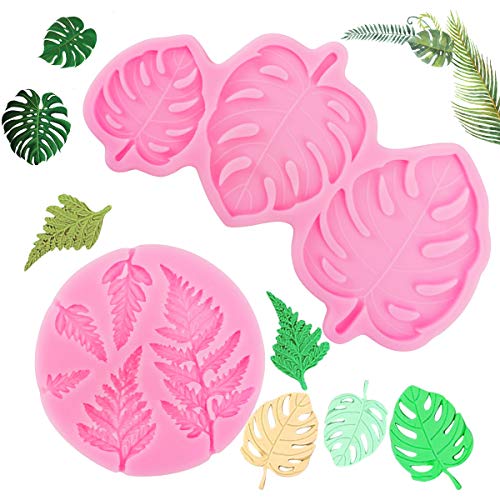 Blätter Silikon Fondant Schimmel, Tropical Leaf Farn Blätter Kuchen Dekorationsform für Schokolade Backharz Polymer Clay (Pink) von CODOHI