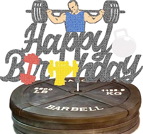 Weightlifting Kuchen Deko Fitness Kuchen Dekorationen, Powerlifter Cake Topper, Gym Kuchendeko, Happy Birthday Cake Topper Kuchenaufsatz für Fitness Party Dekorationen von CODOMOR