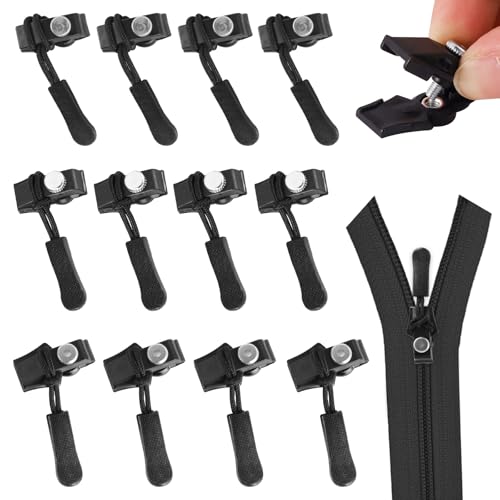 COEKI 12 Stück Reparatur Reißverschluss Reparatur Set, 3 Größen Fix Reissverschluss Zipper, Ersatz Zipper für Reißverschlüsse, Reißverschluss Zipper Reparatur für Jacke, Rucksack, Gepäck, Schlafsack von COEKI