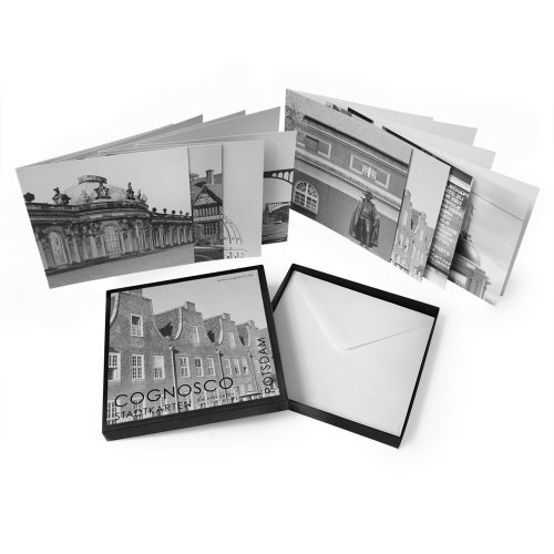 Klappkarten-Box POTSDAM. Erleben Sie die Stadt aus fotokünstlerischer Perspektive. Ideal zum Verschenken und Verschicken. Set mit 8 Klappkarten (14 x 14 cm) und Briefumschlägen in schöner Geschenkbox. von COGNOSCO