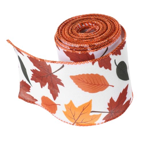 1 Rolle Thanksgiving-geschenkband Thanksgiving-band Mit Draht Herbstbänder Zum Basteln Thanksgiving-accessoires Schwarzes Brett Mit Herbstblättern Ahornbänder Schleife Stoff Orange COHEALI von COHEALI