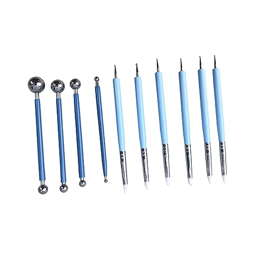 10St Ball-Stylus-Werkzeuge polymer clay tools Maniküre-Werkzeug Keramikwerkzeug Clay painting tool Prägestift Stiftwerkzeuge Prägewerkzeuge Malwerkzeuge Dot-Painting-Kit Sky-blue COHEALI von COHEALI