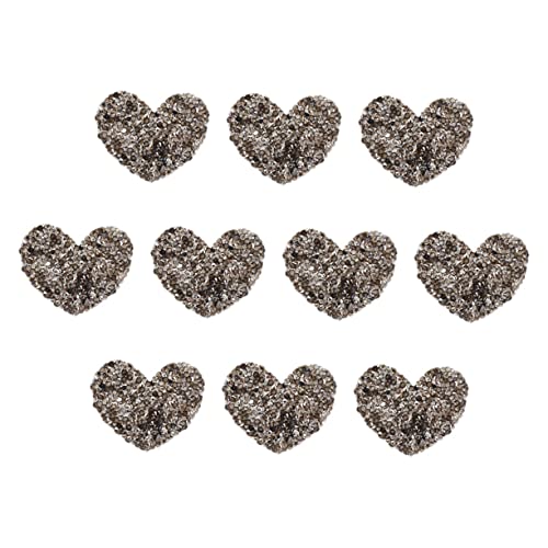 10st Herz-strass-aufkleber Pailletten-herz-patches Charme-patch Mini-rosen Aus Satinband Herz-stickerei-patch Patches Mit Herzapplikationen Strass-herz-patch Harz-strasssteine Grey COHEALI von COHEALI