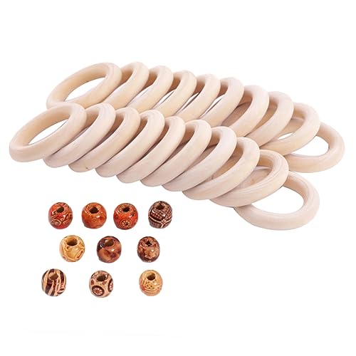 120St Holzringe zum Basteln Anhänger Anhänger Skeletthände Schmuckherstellung geschmücktes Zubehör schmuck herstellen deckenkorb Holzringe für DIY Zubehör für Hängekörbe Bambus COHEALI von COHEALI