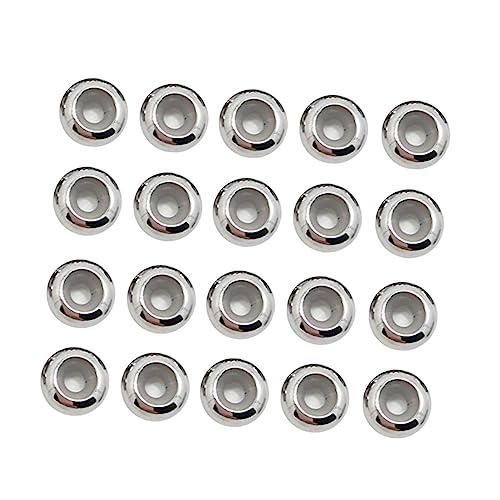 20st Verpackte Abstandsperlen Abstandsanhänger Flache Lose Perlen Handschmuck Halskette Medaillon Schmuck Stopper Perlen Halskette Abstandshalter Anhänger Für Halsketten Silver COHEALI von COHEALI