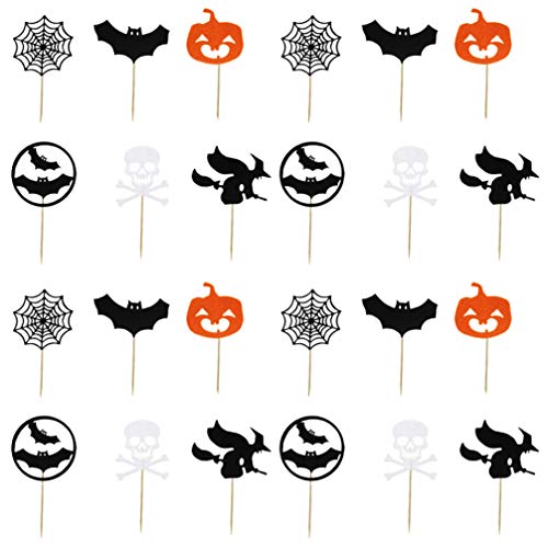 24 Stk Halloween-kucheneinsatz Halloween Cupcake Topper Vorspeisenauswahl Geist Hexenkuchen Topper Glitzer-geburtstagstorte Topper Party Hexendekor Pappbecher Backzubehör Papier von COHEALI