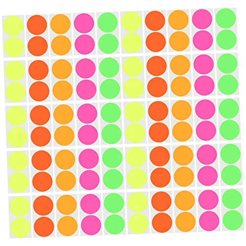 COHEALI 1 100 Stück farbiges rundes Etikett Aufkleber fluoreszierende runde Etiketten scrapbooking sticker scrapbook stickers Etiketten einfügen Siegelabziehbilder fluoreszierendes Papier von COHEALI