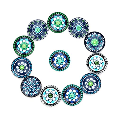 COHEALI 1 20 Stück Glasfleck Zubehör zur Schmuckherstellung Cabochons zur Schmuckherstellung DIY Schmuckherstellung bling zubehör Edelsteinglas Patch mit Blumenmuster aus Glas Blue von COHEALI