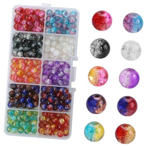 COHEALI 1 Box Blumenperlen Glasperlen Runde Perlen Girlande DIY Perlen Charms Armbänder Verziertes Zubehör DIY Lose Perlen Kreis Schmuckperlen Crackle Perlen Kreis Perlen von COHEALI