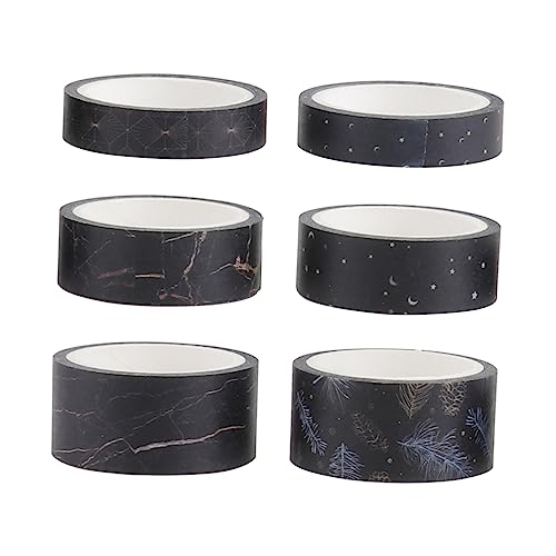 COHEALI 1 Karton 6 Rollen Klebeband Geschenkaufkleber Süßes Washi-tape Glitzerndes Washi-tape Sammelalbum Washi-tape Für Kinder Funkelnde Aufkleber Planerband Malerband Black Papier von COHEALI