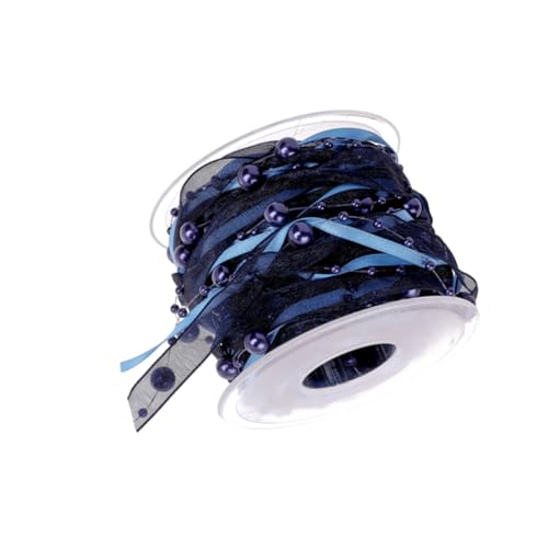 COHEALI 1 Rolle Band Hochzeitsband Band Netzkranz Perlenperlenband Geschenkband DIY Band Durchsichtiges Band Transparentes Geschenkband Chiffonband Hochzeit Drahtband Blau von COHEALI