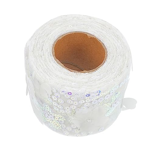 COHEALI 1 Rolle Dekoratives Tüllgewebe Braut- Gazeband Schleifenband Selber Machen Hochzeit Spitzenbesatz Diy Bastelband Paillettengirlande Organza-tüll Lila Band Weiß Polyester von COHEALI