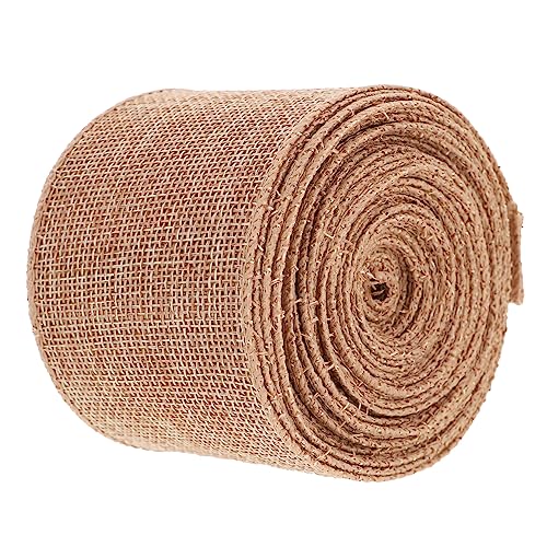 COHEALI 1 Rolle Gurtbandimitat aus Leinen seidenband ribbon Blumenbindenband kopfhoerer Weihnachtsband verdrahtet Sackleinen Weihnachtsband Geschenkverpackungsband DIY-Band aus Polyester von COHEALI