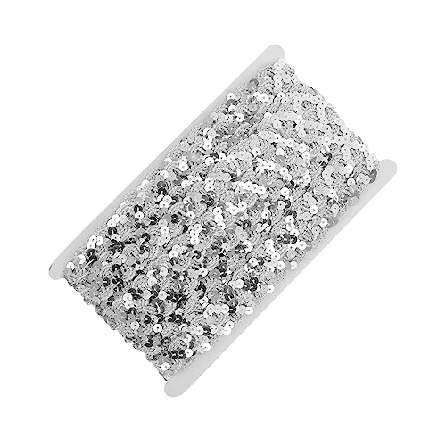 COHEALI 1 Rolle Paillettenband für DIY Paillettenbesatz selber machen elastische Pailletten gehäkelte Spitzenborte zwiebelschneider verbandsschere DIY trimmen Zierleiste Polyester Silver von COHEALI