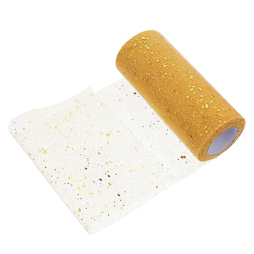 COHEALI 1 Rolle Pulvernetz Rollgarn Hochzeitssträuße Geschenkband Mehrzweck-polyester-tüll Hochzeitsdekoration Funkelndes Tüllband Tüllstoff Blumendekoration Wickelband Pailletten Golden von COHEALI