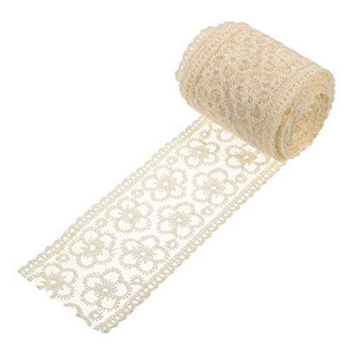 COHEALI 1 Rolle Stickerei Spitze Breiter Spitzenbesatz Spitzenband Spitzenbesatz Zum Nähen Vorhang Fransenbesatz Für Gardinen Spitzenkleid Blumenzubehör Beige Milchseide von COHEALI